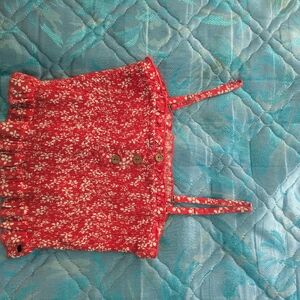 Red floral tank top